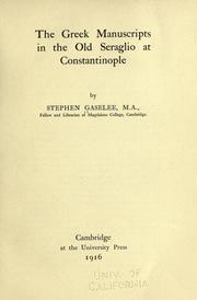 Front cover of The Greek manuscripts in the old Seraglio at Constantinople by Stephen Gaselee