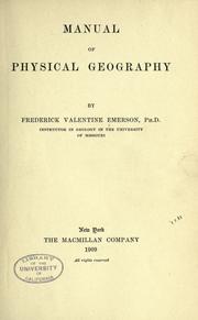 Front cover of Manual of physical geography by Frederick V. Emerson