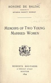 Front cover of Memoirs of two young married women by Honoré de Balzac