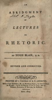 Cover of An abridgment of Lectures on rhetoric by Hugh Blair