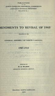 Front cover of Amendments to Revisal of 1905 by North Carolina.