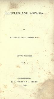 Cover of Pericles and Aspasia by Walter Savage Landor