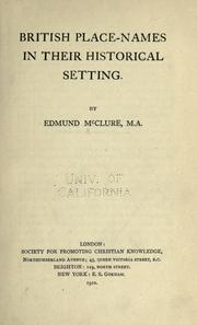 Cover of British place-names in their historical setting by Edmund McClure
