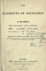Front cover of The elements of sociology by Franklin Henry Giddings