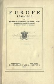 Front cover of Europe, 1789-1920 by Turner, Edward Raymond