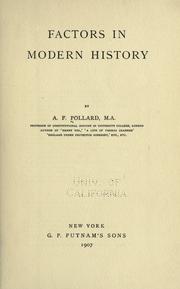 Cover of Factors in modern history by A. F. Pollard