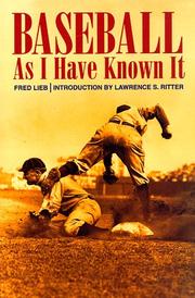 Cover of Baseball as I have known it by Fred Lieb
