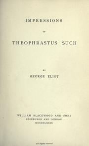 Front cover of Impressions of Theophrastus Such by George Eliot
