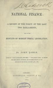 Front cover of National finance by Noble, John