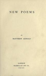 Cover of New poems by Matthew Arnold