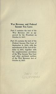 Cover of War revenue and federal income tax laws by National Bank of Commerce in New York.