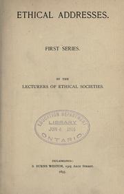 Cover of Ethical addresses. by Unknown