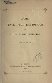 Front cover of More leaves from the journal of a life in the Highlands, from 1862 to 1882 by Victoria Queen of Great Britain
