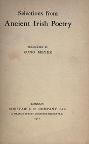 Front cover of Selections from ancient Irish poetry by Kuno Meyer