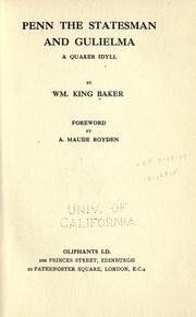 Front cover of Penn, the statesman, and Gulielma by Baker, William King.
