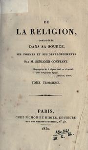 Cover of De la religion by Benjamin Constant