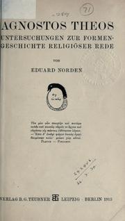 Front cover of Agnostos Theos by Eduard Norden