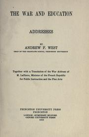 Front cover of The war and education by West, Andrew Fleming