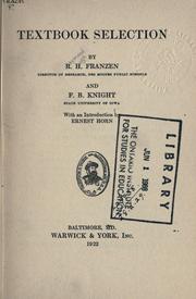 Front cover of Textbook selection by Raymond Franzen