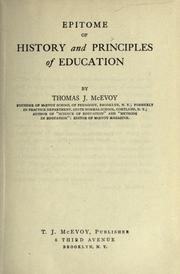 Front cover of Epitome of history and principles of education by Thomas Jefferson McEvoy