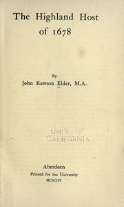 Front cover of The Highland host of 1678 by John Rawson Elder