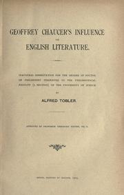 Front cover of Geoffrey Chaucer's influence on English literature by Alfred Tobler