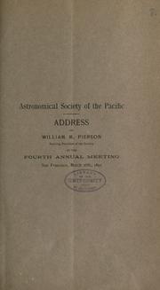 Front cover of Address of William M. Pierson, retiring President of the Society, at the Fourth annual meeting, San Francisco, March 26th, 1892 by William M. Pierson