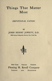 Cover of Things that matter most by John Henry Jowett