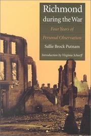 Front cover of Richmond during the war by Sallie A. Brock