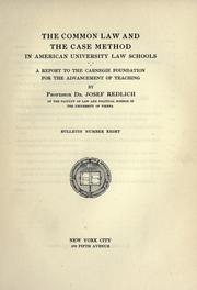 Front cover of The common law and the case method in American university law schools by Redlich, Josef