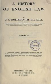 Cover of A history of English law by Holdsworth, William Searle Sir