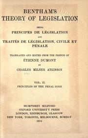 Front cover of Bentham's Theory of legislation by Jeremy Bentham