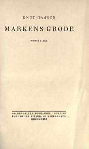 Cover of Markens grøde by Knut Hamsun