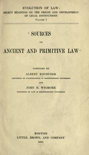 Front cover of Sources of ancient and primitive law by Kocourek, Albert
