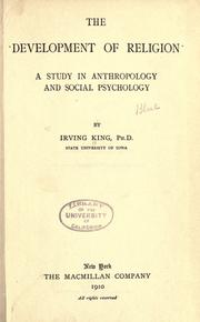 Front cover of The development of religion by King, Irving