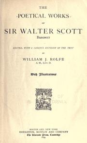 Front cover of The poetical works of Sir Walter Scott, Baronet by Sir Walter Scott