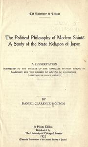 Cover of The political philosophy of modern Shintō by Daniel Clarence Holtom