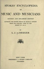 Front cover of Stokes' encyclopedia of music and musicians by Leander Jan De Bekker