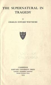 Front cover of The supernatural in tragedy by Charles Edward Whitmore