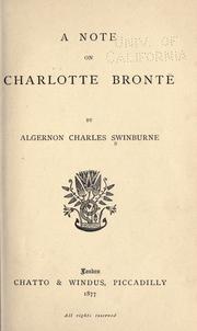 Cover of A note on Charlotte Brontë by Algernon Charles Swinburne