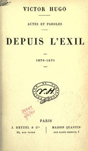 Front cover of Actes et paroles by Victor Hugo