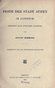 Front cover of Feste der Stadt Athen im Altertum, geordnet nach attischem Kalender by August Mommsen