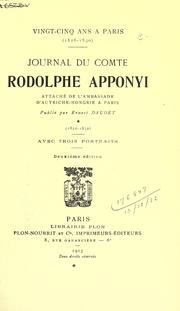 Front cover of Vingt-cinq ans à Paris (1826-1850) by Rudolf Apponyi