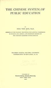 Front cover of The Chinese system of public education by Ping Wen Kuo