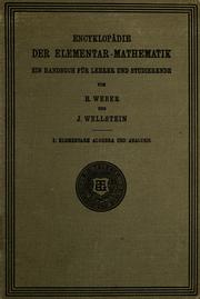 Cover of Encyklopädie der elementar-mathematik by Heinrich Weber