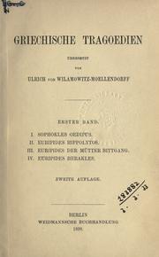 Cover of Griechische tragoedien by Ulrich von Wilamowitz-Moellendorff