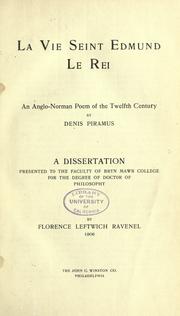 Front cover of La vie seint Edmund le rei by Denis Piramus