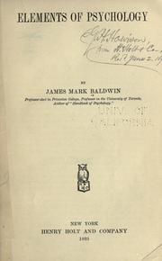 Front cover of Elements of psychology by James Mark Baldwin