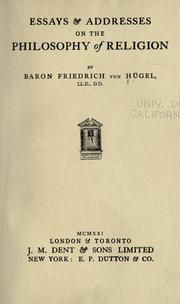 Cover of Essays & addresses on the philosophy of religion by Hügel, Friedrich Freiherr von