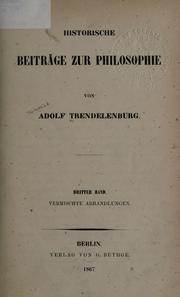 Cover of Historische Beiträge zur Philosophie by Friedrich Adolf Trendelenburg
